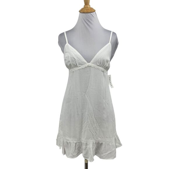 LA Hearts Dress Womens S Small White Straps Lace Trim Lined Back Zip Babydoll - Picture 1 of 13